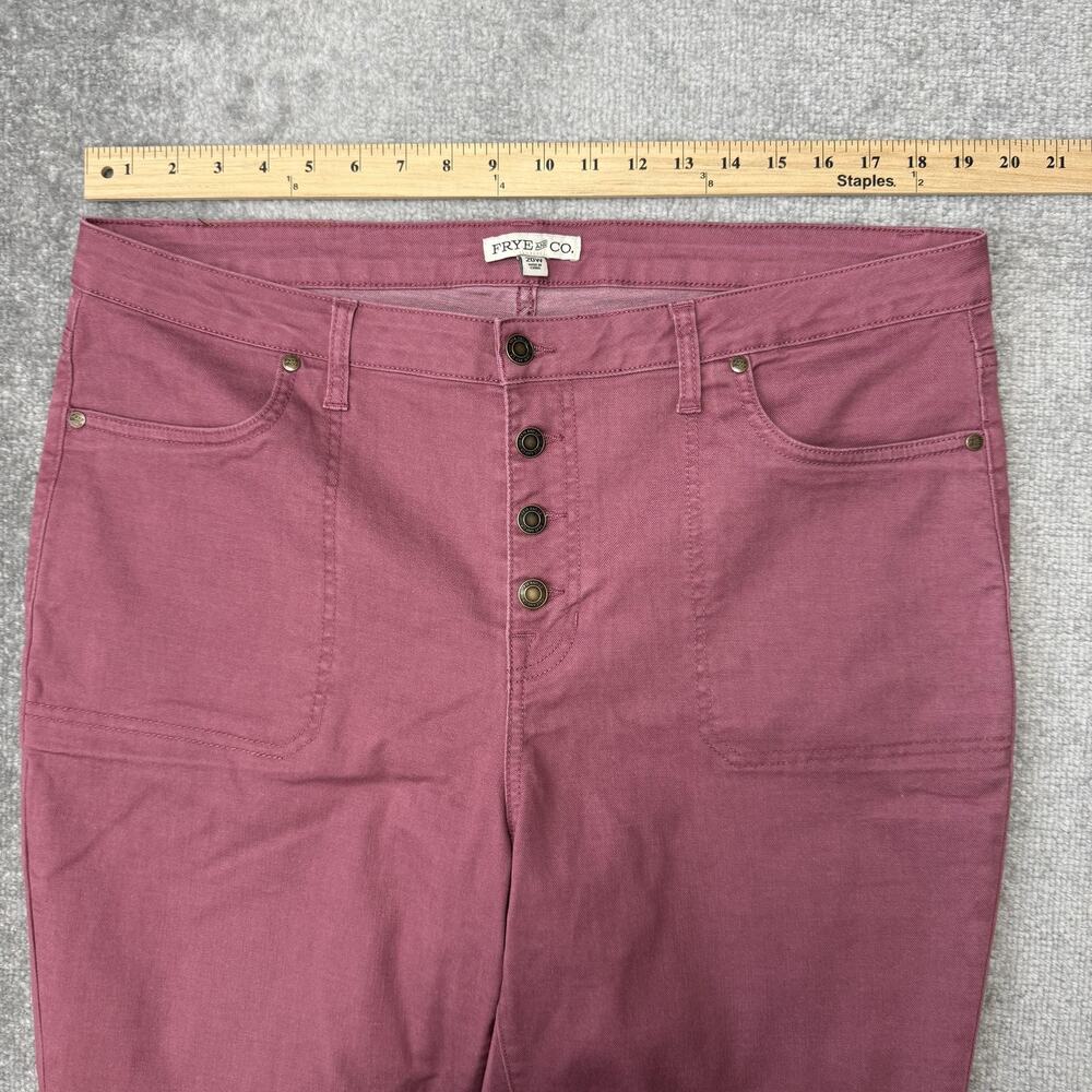 Frye and Co. Jeans Womens 20W Mauve High Rise Button Fly Raw Hem Stretch Bootcut - Picture 6 of 12